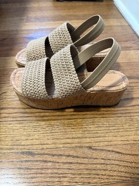 Nordstrom Rack Beige Woven Platform Slingback Sandals - Women
